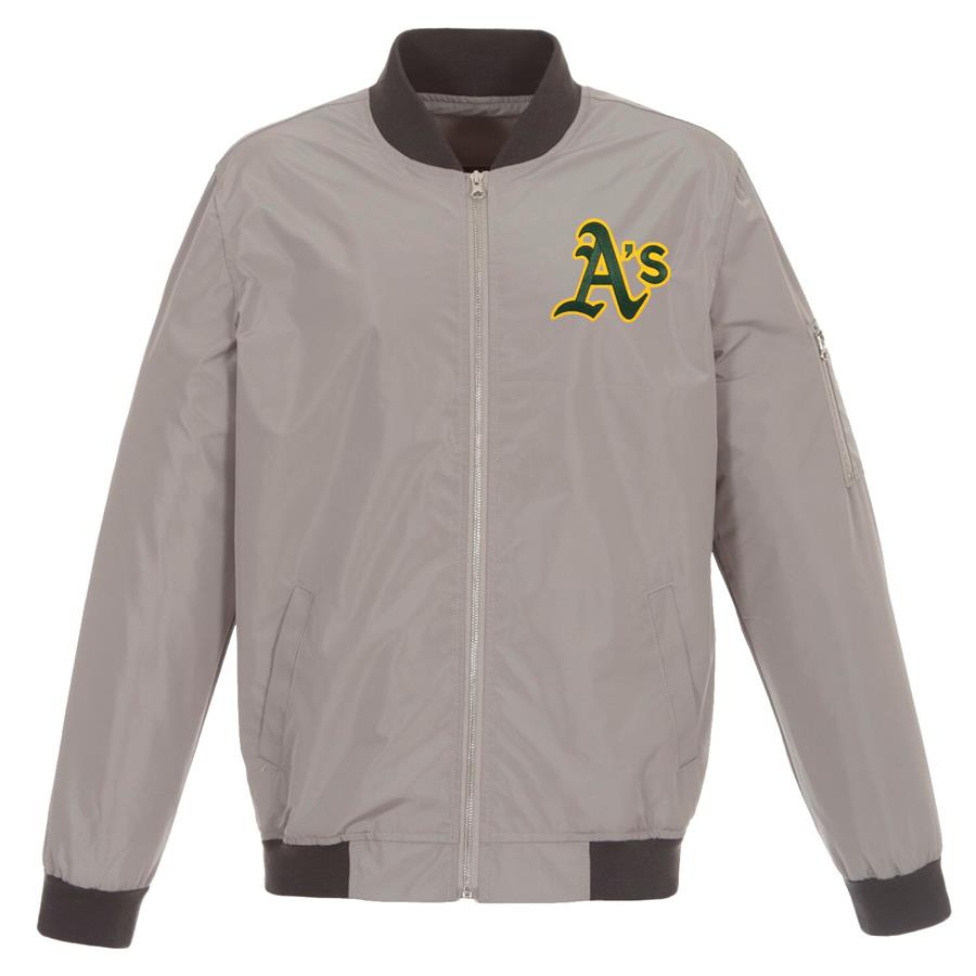 Бомбер Oakland Athletics JH Design Lightweight Nylon (серый)