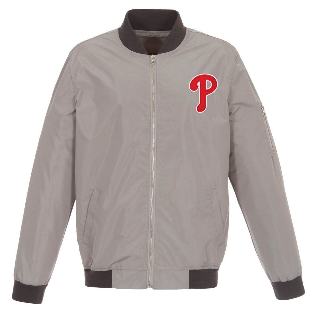 Бомбер Philadelphia Phillies JH Design Lightweight Nylon (серый)