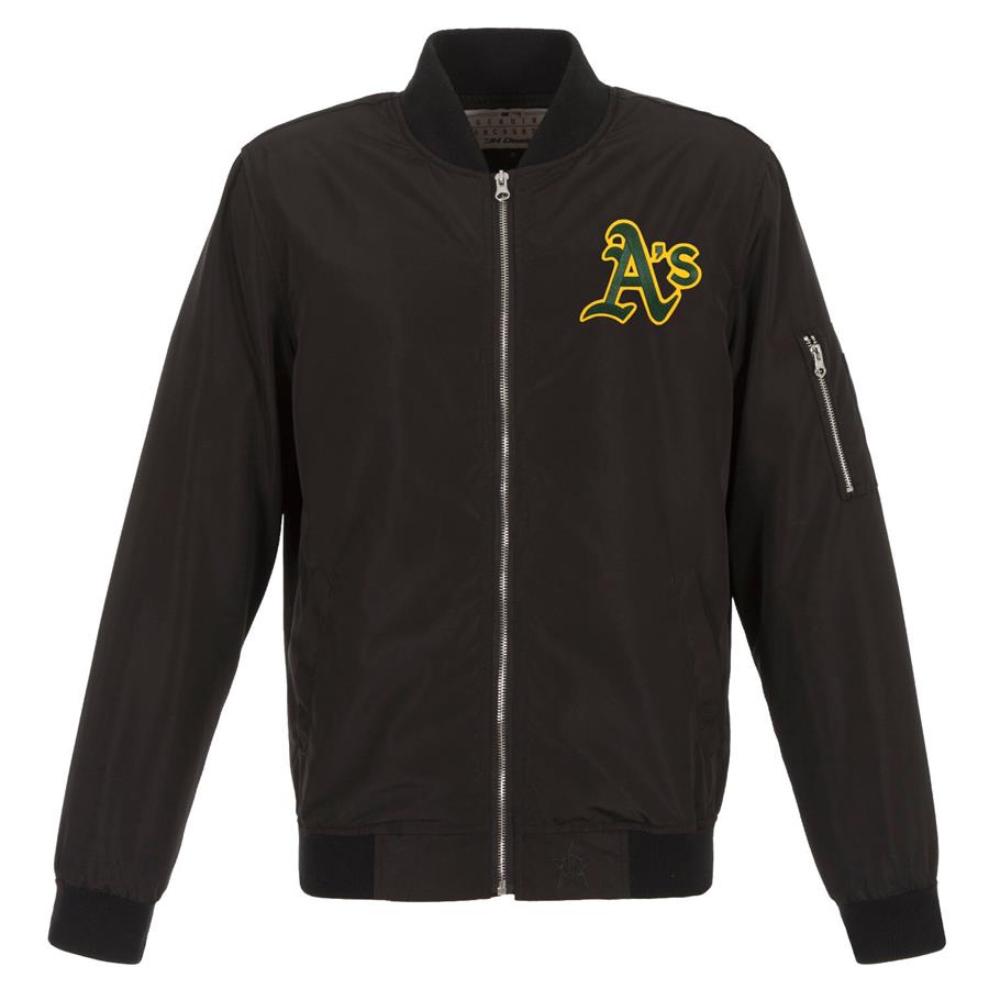 Бомбер Oakland Athletics JH Design Lightweight Nylon (чёрный)