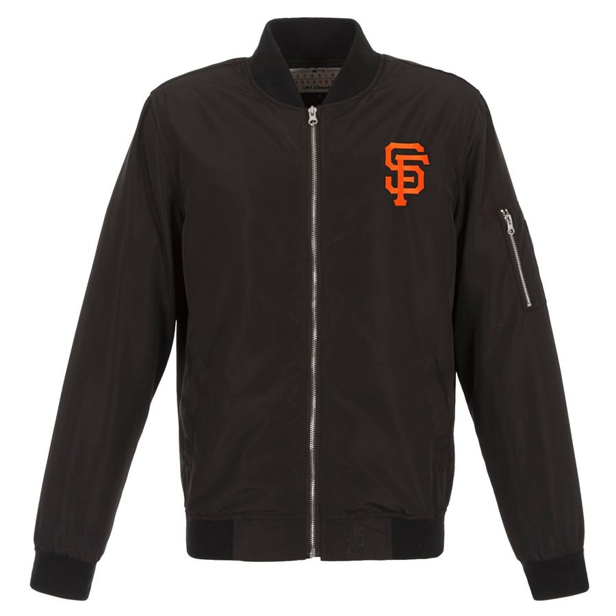 San Francisco Giants JH Design Lightweight Nylon Bomber Jacket - Black