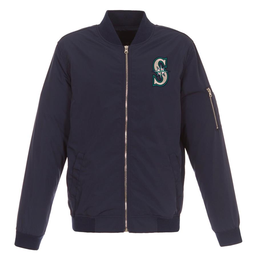 Seattle Mariners JH Design Lightweight Nylon Bomber Jacket - Navy