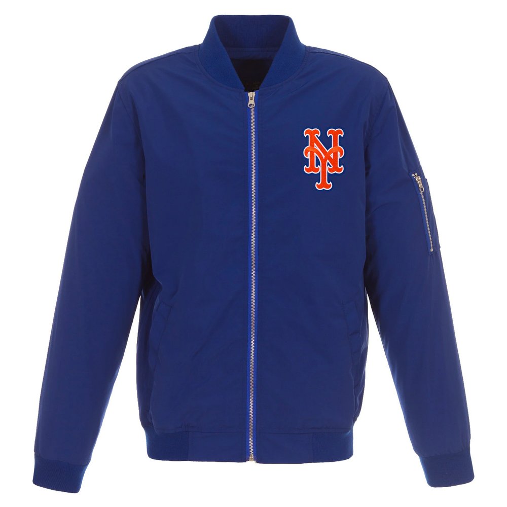 New York Mets JH Design Lightweight Nylon Bomber Jacket - Royal