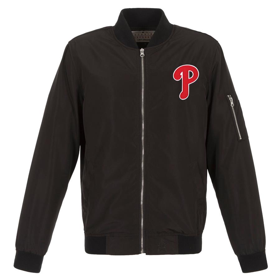 Бомбер Philadelphia Phillies JH Design Lightweight Nylon (чёрный)