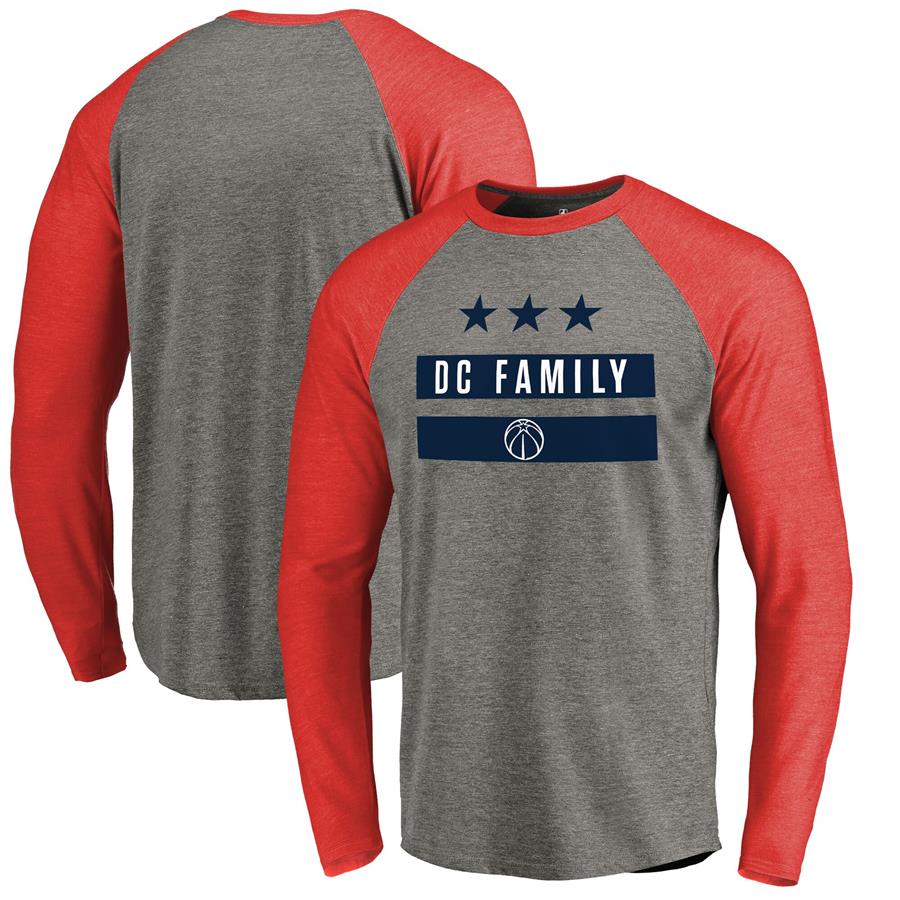Washington Wizards Fanatics Branded Hometown Collection DC Family Raglan Tri-Blend Long Sleeve T-Shirt - Heather Gray