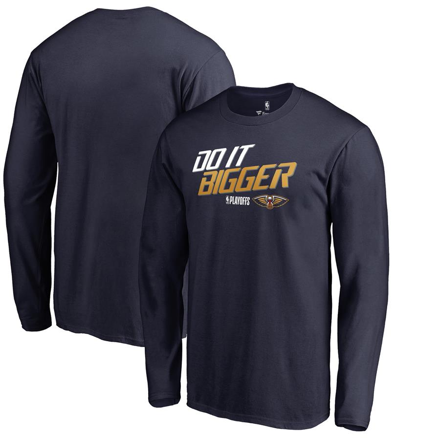 New Orleans Pelicans Fanatics Branded 2018 NBA Playoffs Slogan Long Sleeve T-Shirt - Navy