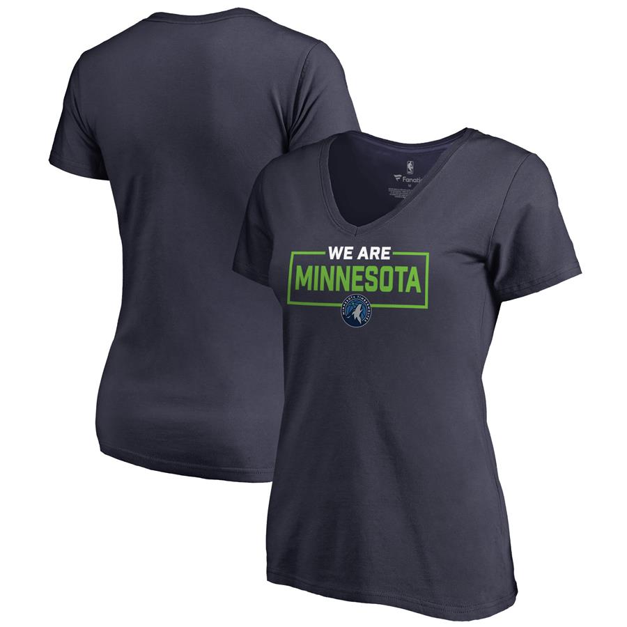 Женская футболка с V-вырезом Minnesota Timberwolves Fanatics Branded We Are Iconic Collection (тёмно-синий)