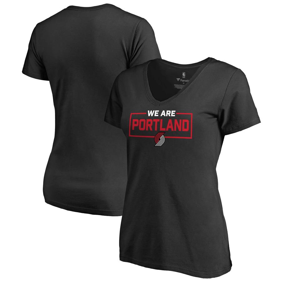 Portland Trail Blazers Fanatics Branded Women's We Are Iconic Collection V-Neck T-Shirt - Black