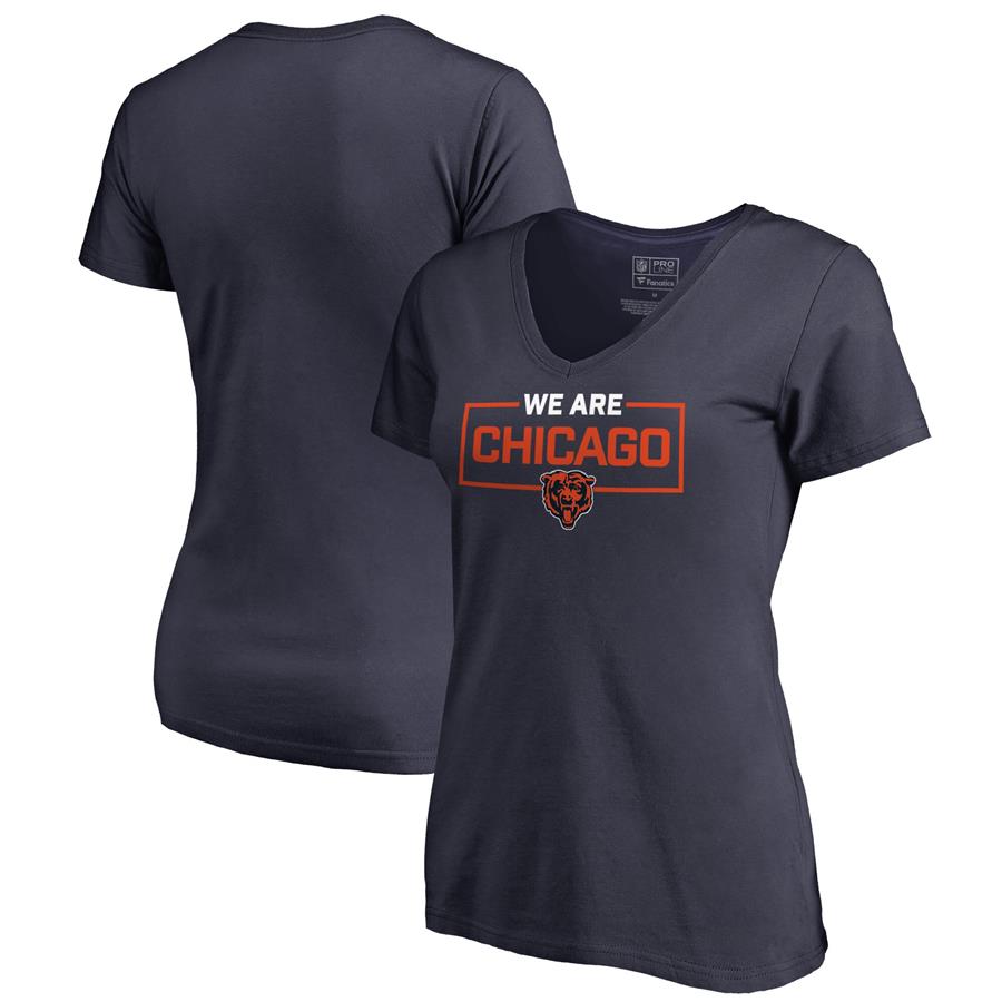 Chicago Bears NFL Pro Line by Fanatics Branded Women's We Are Icon V-Neck T-Shirt - Navy