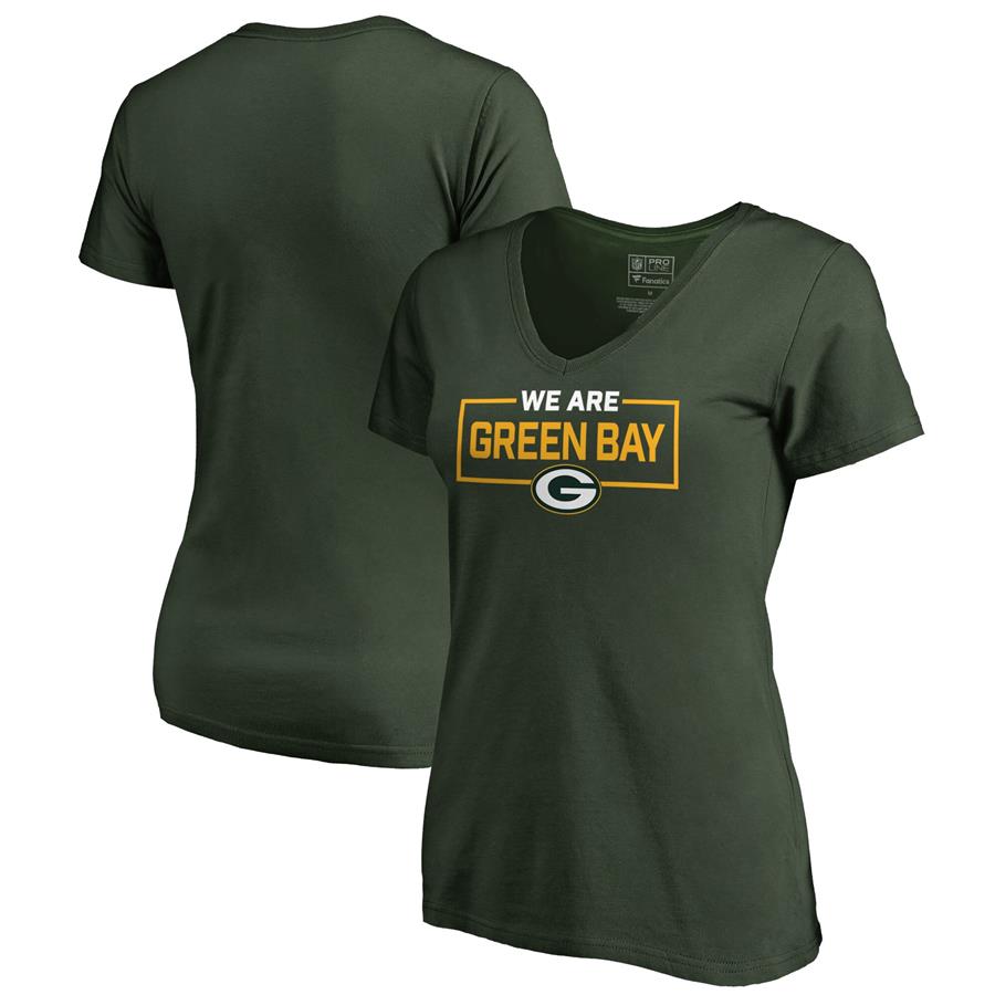 Green Bay Packers NFL Pro Line by Fanatics Branded Women's We Are Icon V-Neck T-Shirt - Green