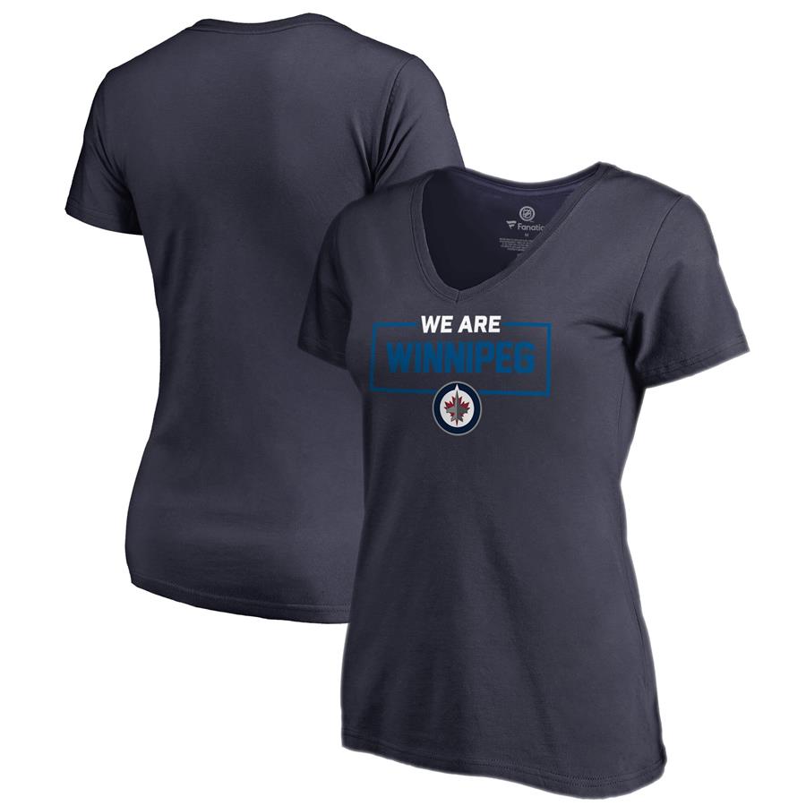 Winnipeg Jets Fanatics Branded Women's Iconic Collection V-Neck T-Shirt - Navy