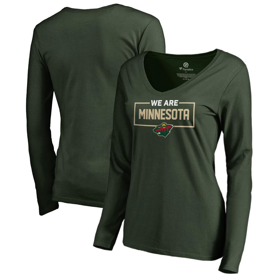 Женский лонгслив с V-вырезом Minnesota Wild Fanatics Branded Iconic Collection We Are (зелёный)