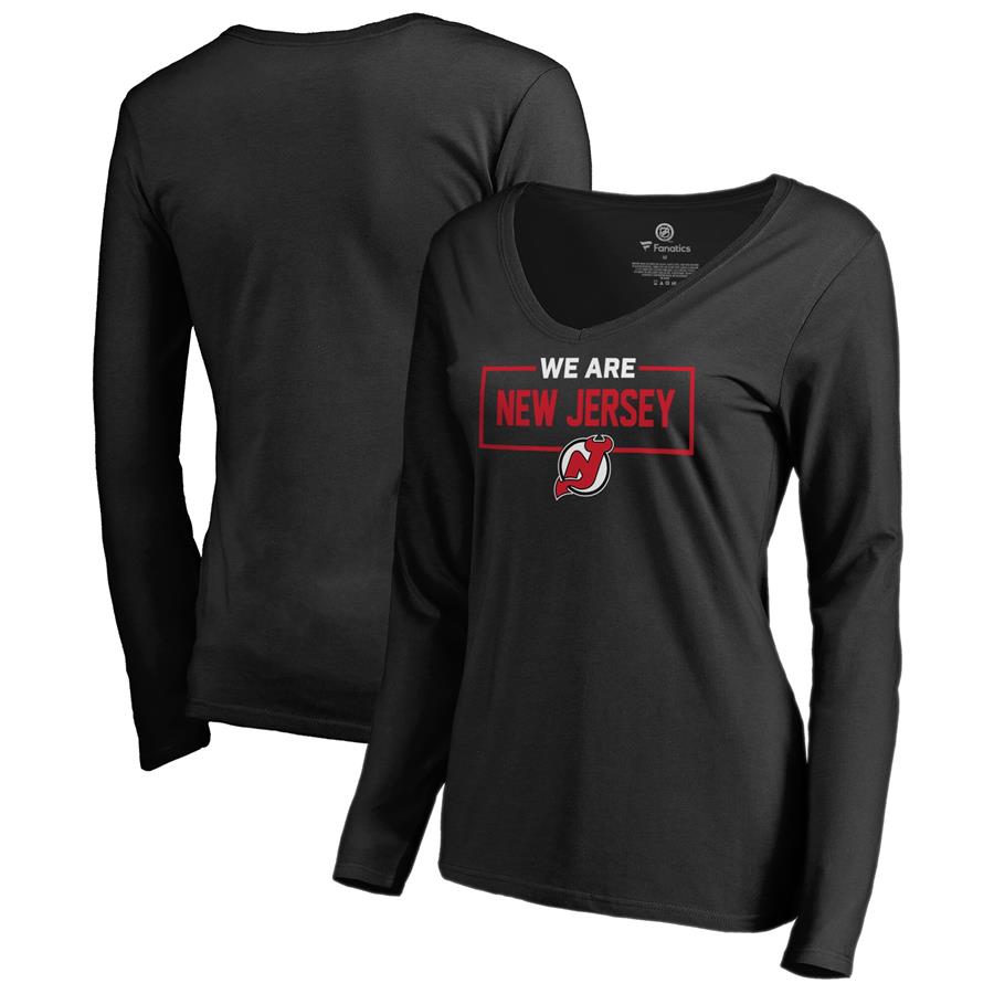 Женский лонгслив с V-вырезом New Jersey Devils Fanatics Branded Iconic Collection We Are (чёрный)