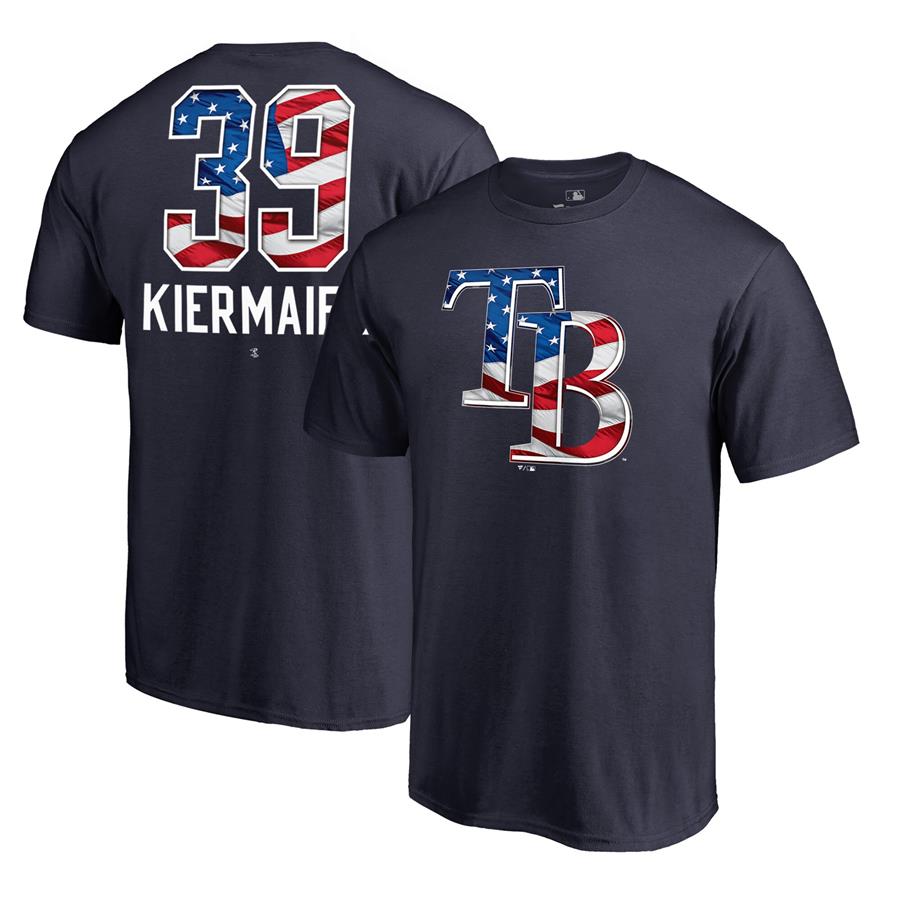 Kevin Kiermaier Tampa Bay Rays Fanatics Branded 2019 Stars & Stripes Banner Wave Player T-Shirt - Navy