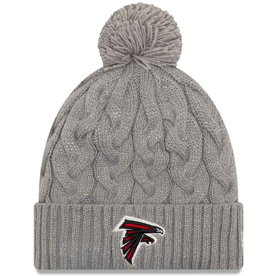 Atlanta Falcons New Era Women's Swift Cable Cuffed Knit Hat with Pom - Gray