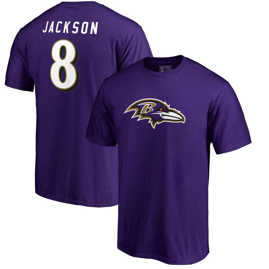 Lamar Jackson Baltimore Ravens NFL Pro Line by Fanatics Branded Player Icon Name & Number T-Shirt - Purple