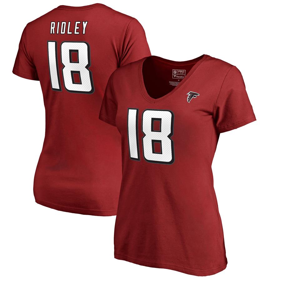 Calvin Ridley Atlanta Falcons NFL Pro Line by Fanatics Branded Women's Authentic Stack Name & Number T-Shirt - Red