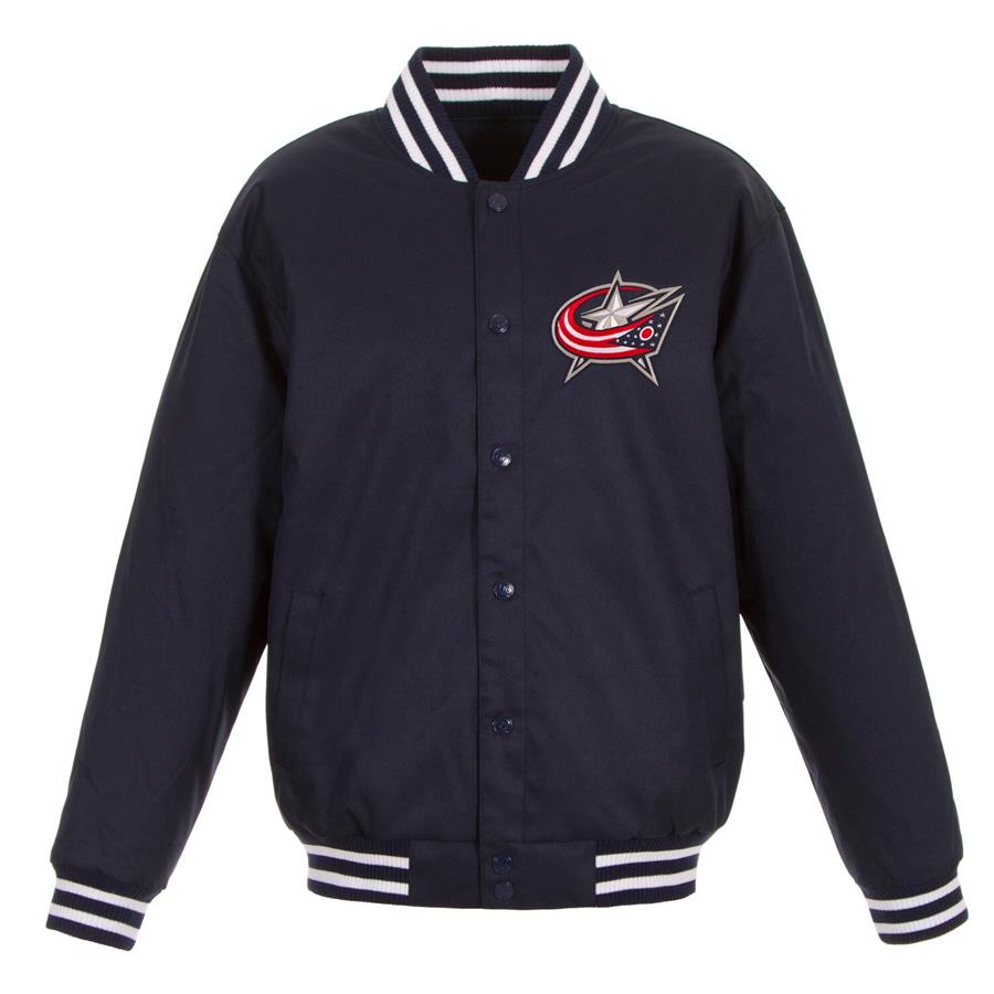 Columbus Blue Jackets JH Design Front Hit Poly Twill Jacket - Navy