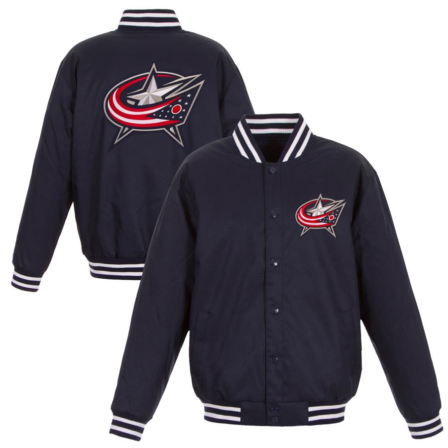 Columbus Blue Jackets JH Design Two Hit Poly Twill Jacket - Navy