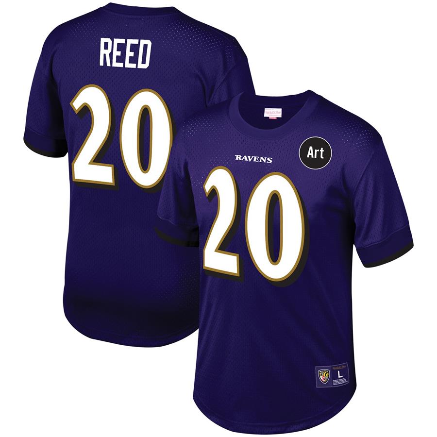 Ed Reed Baltimore Ravens Mitchell & Ness Mesh Retired Player Name & Number Crew Neck Top - Purple