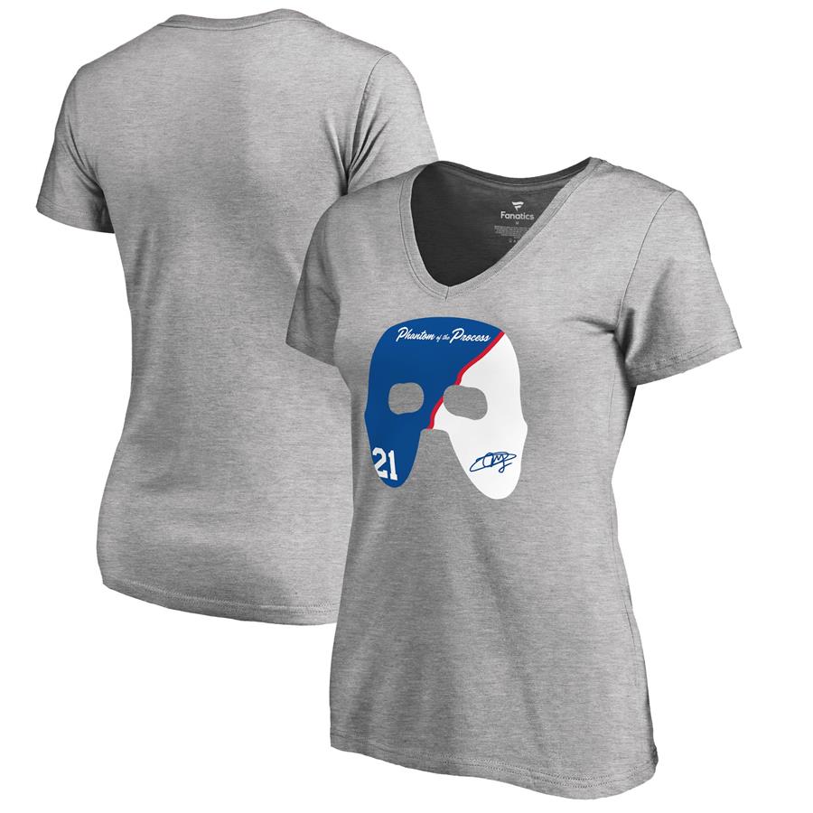 Joel Embiid Fanatics Branded Women's The Phantom of the Process V-Neck T-Shirt - Heather Gray