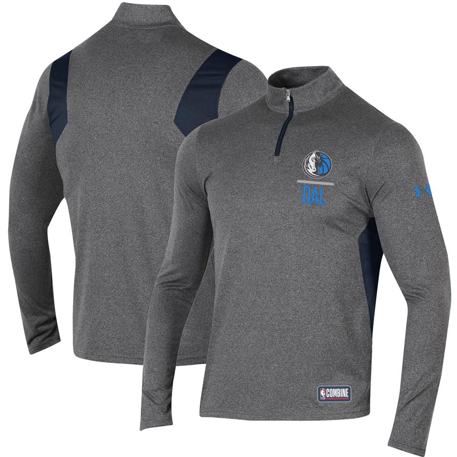 Dallas Mavericks Under Armour Combine Authentic Season Tech Quarter-Zip Pullover Jacket - Heathered Charcoal