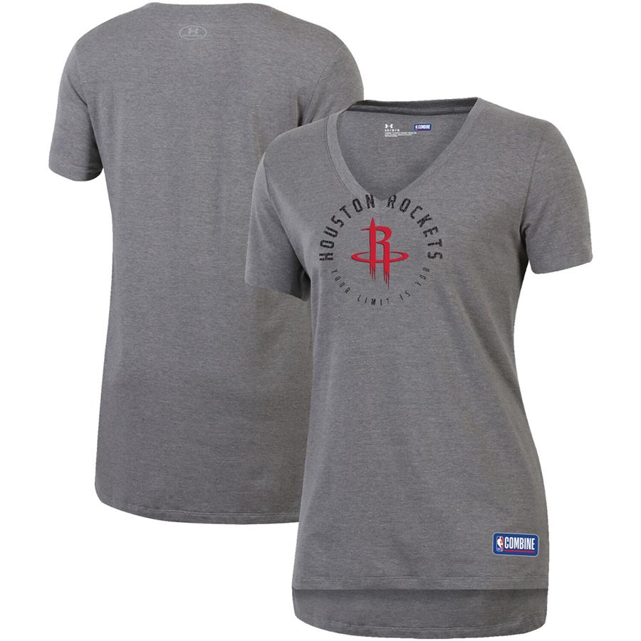 Houston Rockets Under Armour Women's Combine Authentic Your Limit Is You V-Neck T-Shirt - Heathered Gray