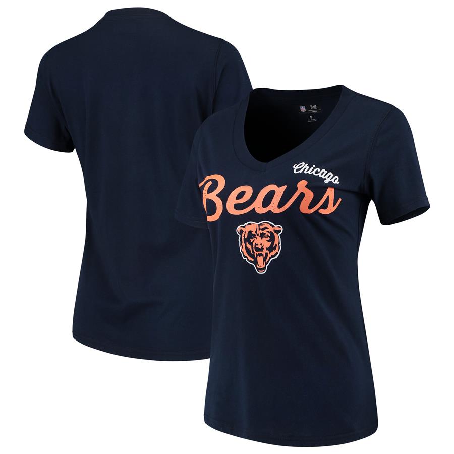 Chicago Bears G-III 4Her by Carl Banks Women's Post Season V-Neck T-Shirt - Navy