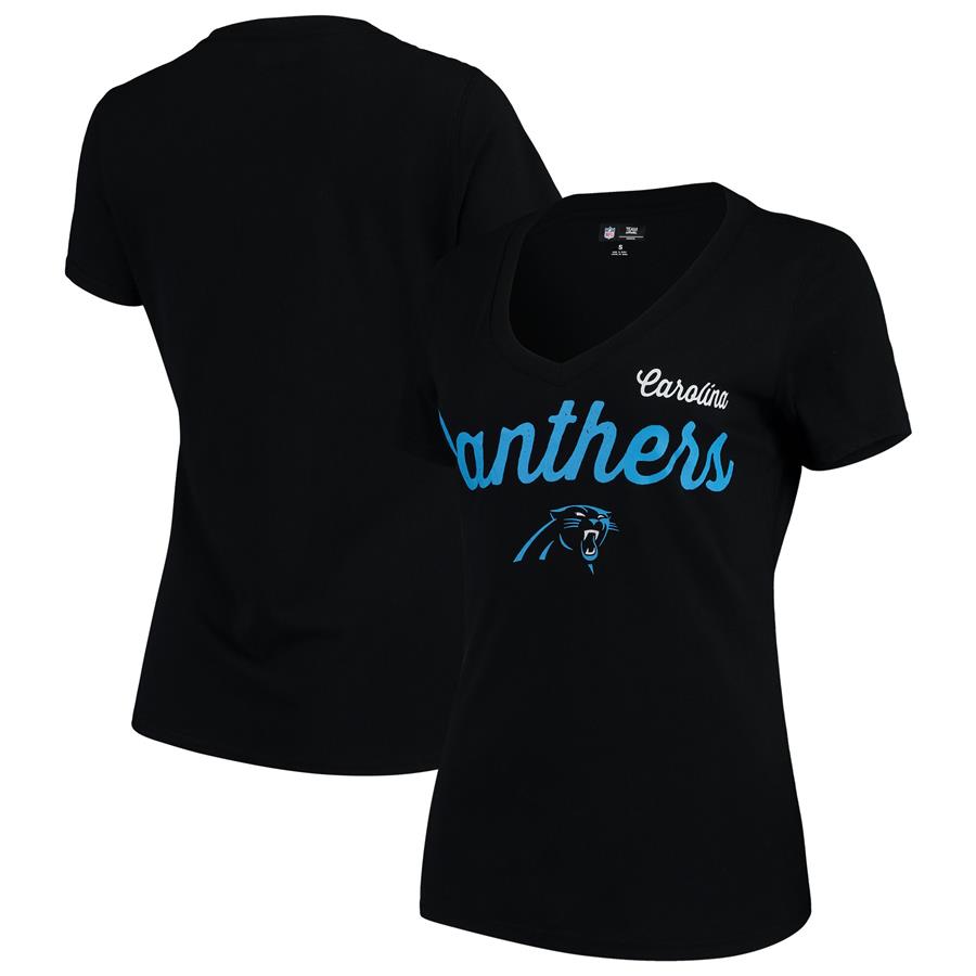 Carolina Panthers G-III 4Her by Carl Banks Women's Post Season V-Neck T-Shirt - Black
