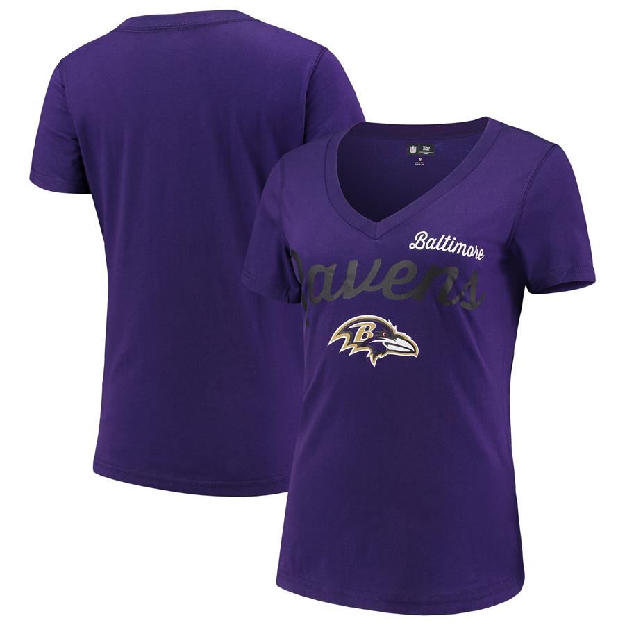 Baltimore Ravens G-III 4Her by Carl Banks Women's Post Season V-Neck T-Shirt - Purple