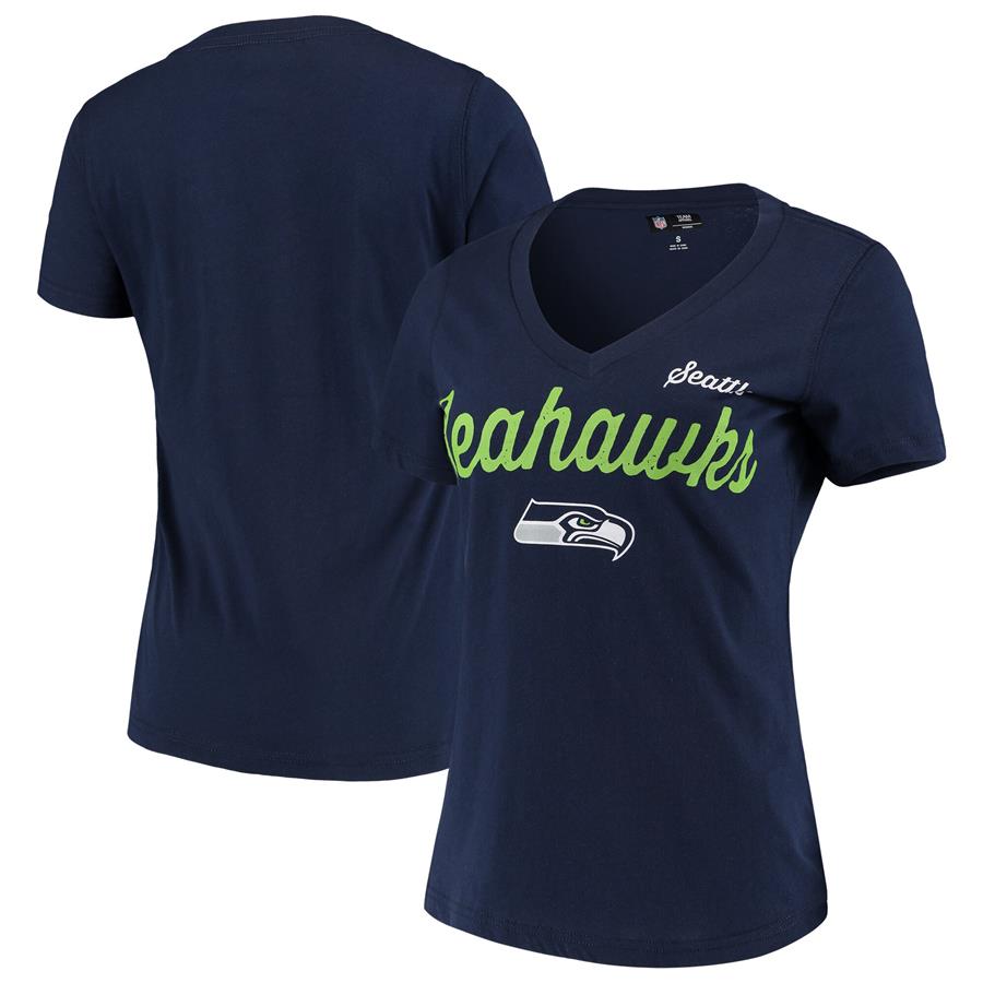 Seattle Seahawks G-III 4Her by Carl Banks Women's Post Season V-Neck T-Shirt - College Navy