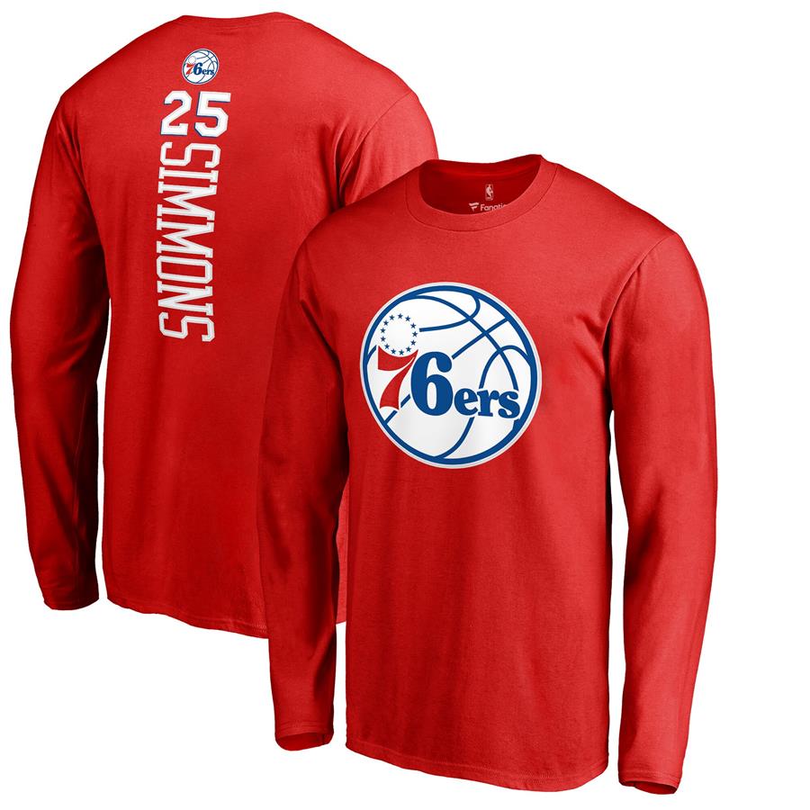Ben Simmons Philadelphia 76ers Fanatics Branded Backer Name & Number Long Sleeve T-Shirt - Red
