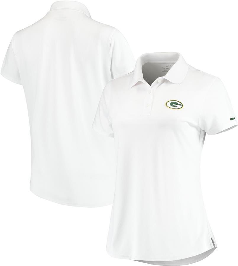 Green Bay Packers Vineyard Vines Women's Pique Sport Performance Polo - White