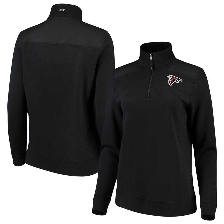 Atlanta Falcons Vineyard Vines Women's Shep Shirt Quarter-Zip Pullover Jacket - Black