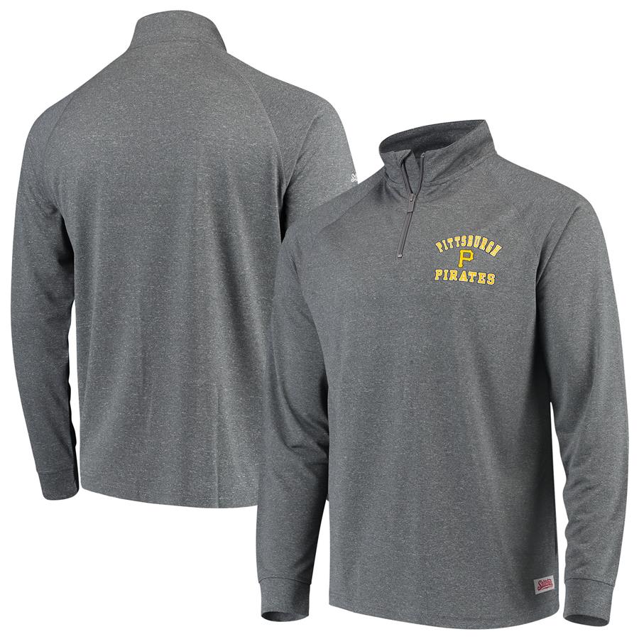 Pittsburgh Pirates Stitches Team Raglan Quarter-Zip Pullover Jacket - Heathered Charcoal