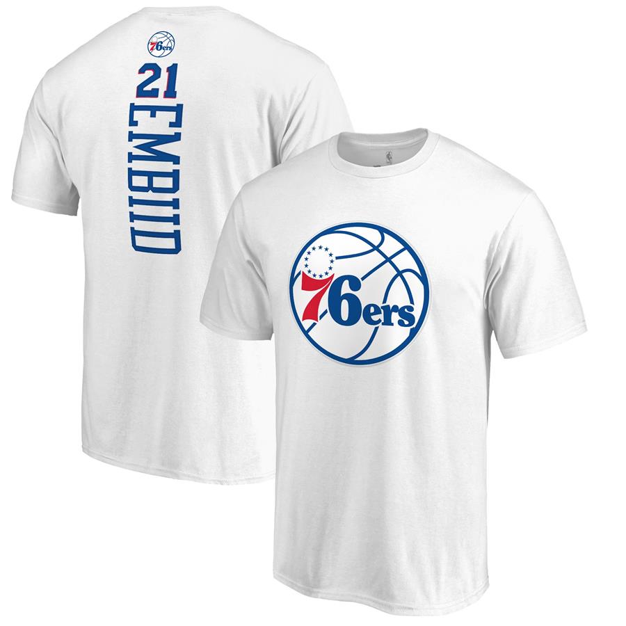 Joel Embiid Philadelphia 76ers Fanatics Branded Backer Name & Number T-Shirt - White
