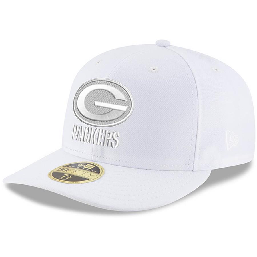 Green Bay Packers New Era White on White Low Profile 59FIFTY Fitted Hat