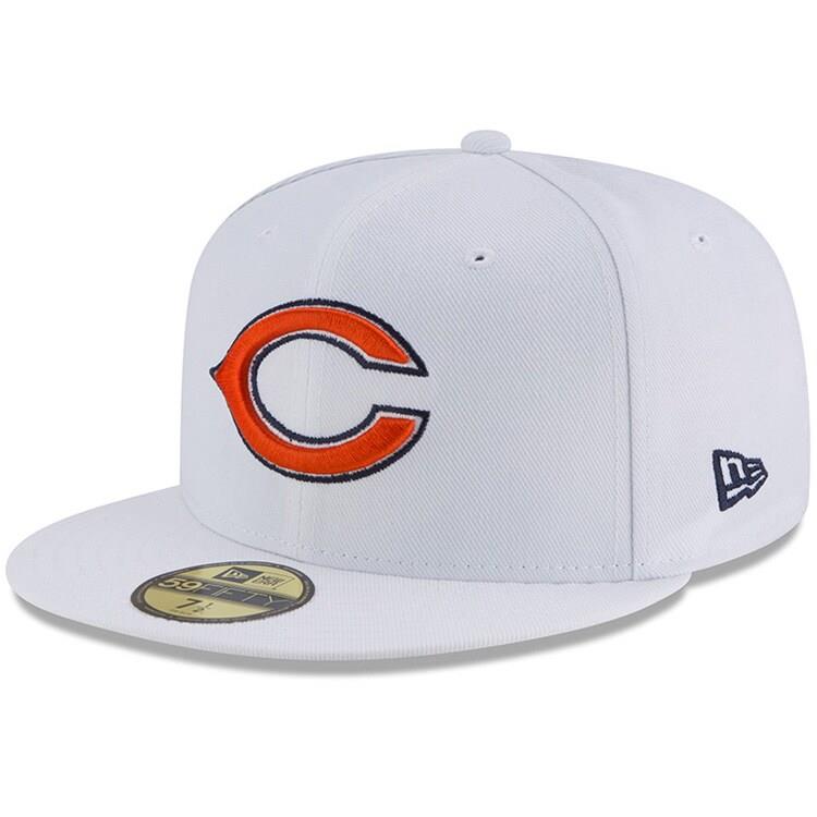 Chicago Bears New Era Primary Logo Omaha 59FIFTY Fitted Hat - White
