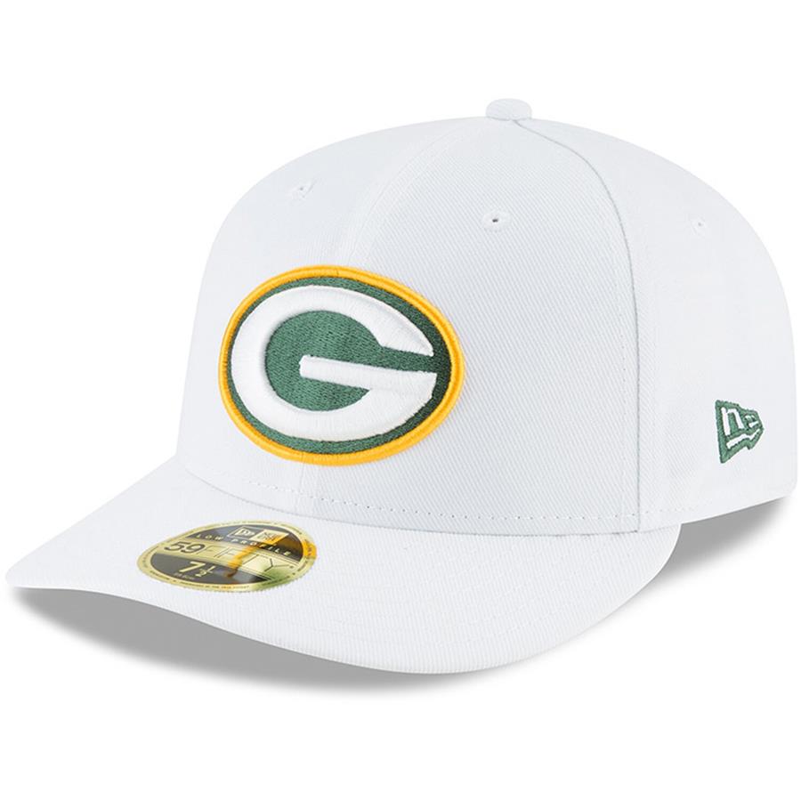 Green Bay Packers New Era Omaha Low Profile 59FIFTY Fitted Hat - White