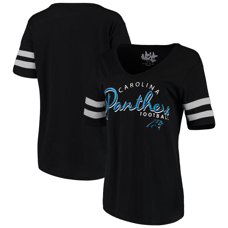 Carolina Panthers Touch by Alyssa Milano Women's Triple Play V-Neck T-Shirt - Black