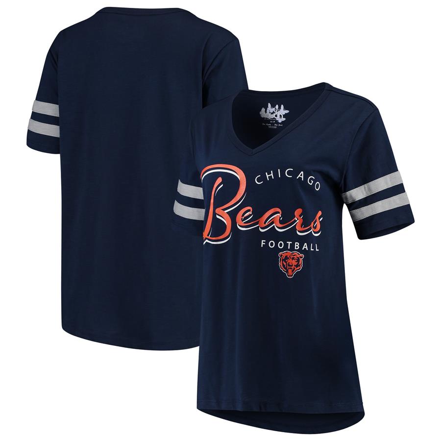 Chicago Bears Touch by Alyssa Milano Women's Triple Play V-Neck T-Shirt - Navy