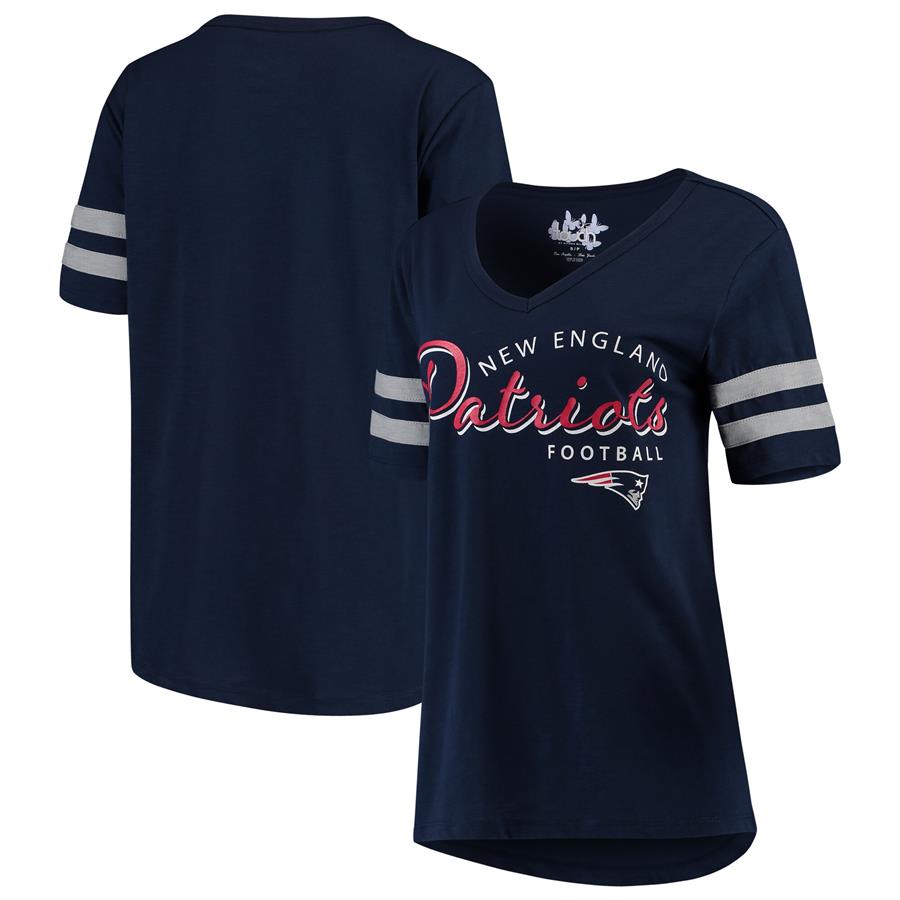 New England Patriots Touch by Alyssa Milano Women's Triple Play V-Neck T-Shirt - Navy