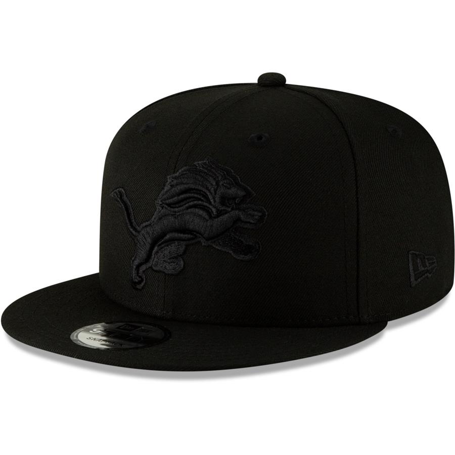 Detroit Lions New Era Black On Black 9FIFTY Adjustable Hat - Black