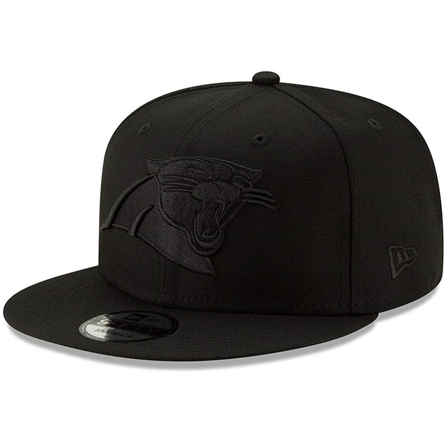 Carolina Panthers New Era Black On Black 9FIFTY Adjustable Hat - Black