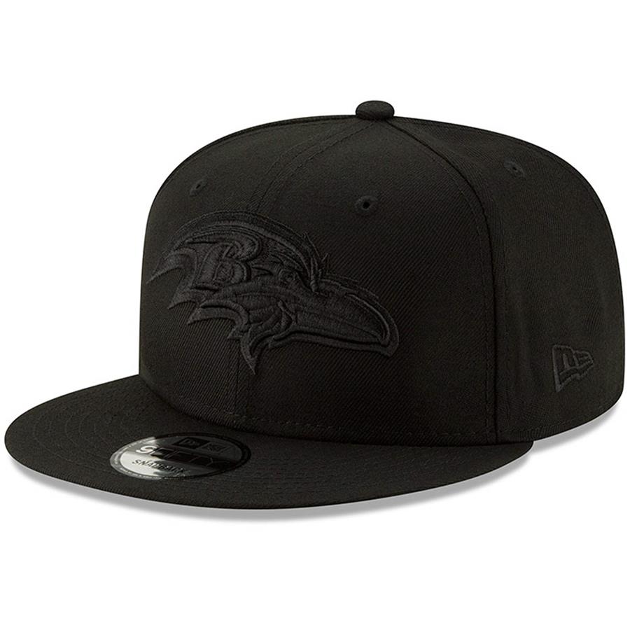 Baltimore Ravens New Era Black On Black 9FIFTY Adjustable Hat - Black