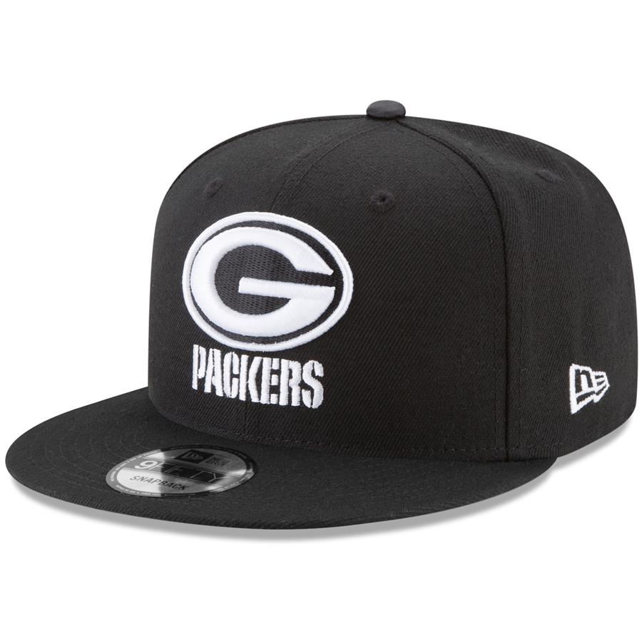Green Bay Packers New Era B-Dub 9FIFTY Adjustable Hat - Black