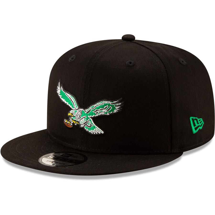 Philadelphia Eagles New Era Throwback 9FIFTY Adjustable Snapback Hat - Black