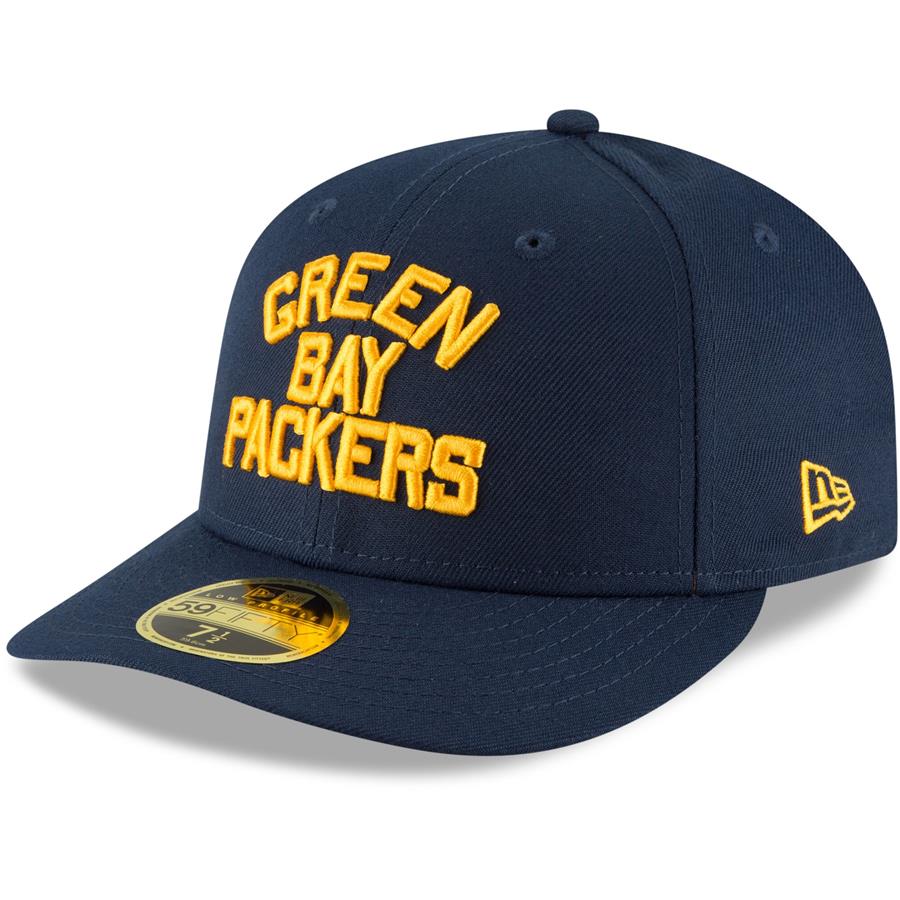 Green Bay Packers New Era Omaha Throwback Low Profile 59FIFTY Fitted Hat - Navy
