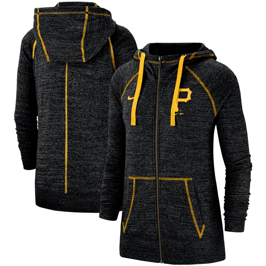 Pittsburgh Pirates Nike Women's Gym Vintage Team Full-Zip Hoodie - Black