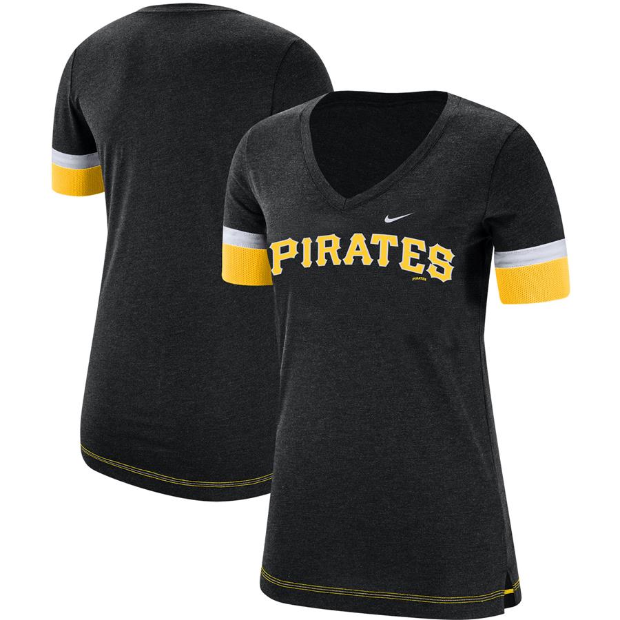 Pittsburgh Pirates Nike Women's Mesh V-Neck T-Shirt - Black