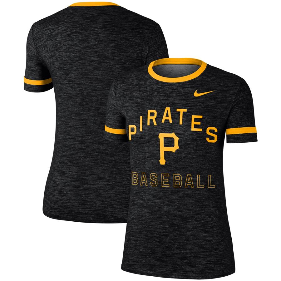 Pittsburgh Pirates Nike Women's Slub Ringer Performance T-Shirt - Black